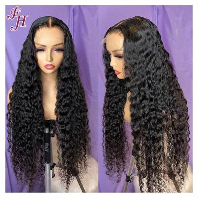 China Wholesale Barely FH Soft Smooth Thick Water Wave Lace Front Wig Shedding Pre Plucked Swiss Lace Closure Wigs 5x5 Hd Lace Front Wigs for sale