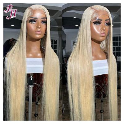 China Wholesale Barely Shedding Thick Soft Smooth 613 Hair Lace Front Wig FH 40 5x5 Inch Wig Honey Blonde Transparent Lace Closure Wig for sale