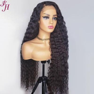 China FH Full Lace Human Hair Wig 5x5 Loose Wave Closure Thick Sheer Raw Cambodian Barely Shedding Wig 40 Inch Raw Deep Wave Lace Front Wigs for sale