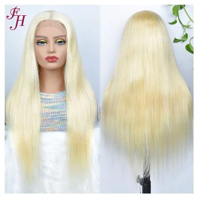 China FH Barely Shedding Thick Soft Smooth 13x4 13x6 Pre Pluck Straight Blonde Raw 613 Lace Front Wigs Mink Hair Virgin Hair Wig For Black Women for sale