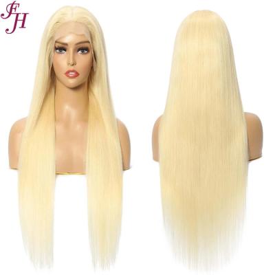 China 13x4 Frontal Wigs Straight Raw Blonde Barely Shedding Thick Soft Smooth FH Long 613 Hair Lace Front Wigs for sale