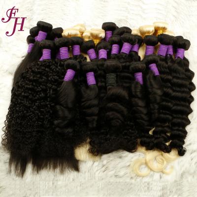 China FH Fast Shipping Hard Straight Soft Thick Bundle Hair Shedding Sellers Wholesale 32 Inch 100% Natural Black Virgin Mink Brazilian Hair Bundles for sale