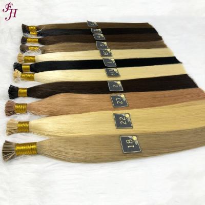 China FH Barely Shedding Soft Smooth Thick I Tip Hair Extensions Russian Double Pulled Natural Cuticle Aligned 100% Unprocessed Virgin I Tip Hair Extension for sale