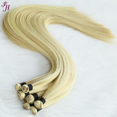 China FH Hair Extension Soft Thick Shedding Barely Shedding Hand Tied Wefts Highlight Full End P18/613 Hand Tied Wefts Virgin Remy Indian Hair Extensions Human Hair for sale