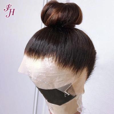 China FH Grade HD Straight Soft Thick Shedding Barely Shedding Wholesale Top Unprocessed Transparent Brazilian Hair Full Lace Front Wig For Women for sale