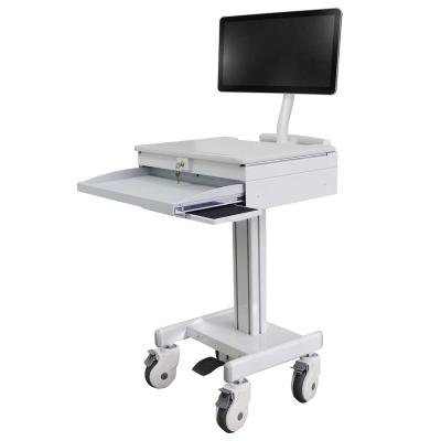 China Modern Hospital Trolley Medical Computer Cart With Gas Spring Lift And One Support Monitor for sale