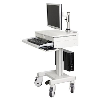 China Modern Medical Computer Cart Hospital Monitor Cart for Medical Workstation Cart with LCD Monitor Arm Gas Lift Cart with CPU Stand for sale