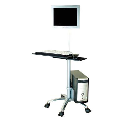 China Adjustable Ergonomic Mobile Monitor Cart LCD Roll Stand LCD Display Stand Computer Workstation Cart VESA Standard with Wheels 10kgs/25lbs for sale