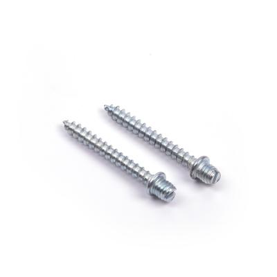 China Industry Carbon Steel Self Tapping Screw Wood Double Screw Double Thread Slotted Screw Head With Washer for sale