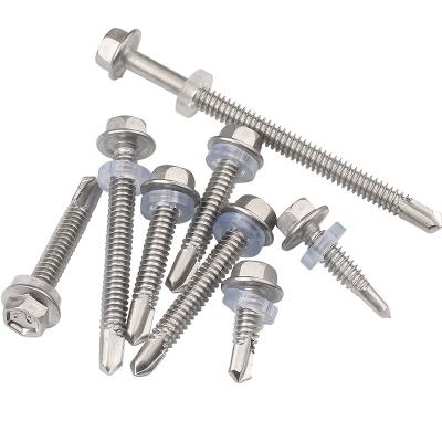 China HEX 410 DIN 7504k Stainless Steel Hex Head Self Drilling Screws with Washer 1000pcs/box for sale