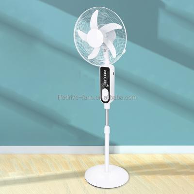 China Rechargeable Fan 16 Inch Solar Fan 12V BLDC Motor Pedestal Stand Solar Fan with 5500mAh LiFePo4 Battery Solar Fan for sale