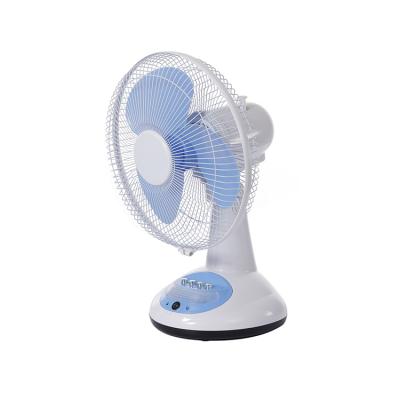 China Lower Noise DC Battery Powered 10W 12v BLDC Table Fan Solar Rechargeable Rechargeable Fan With 4 Buttons for sale