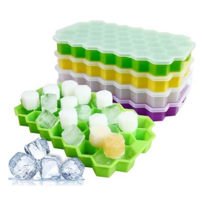 China High Quality Viable 37 Lattice Honeycomb Silicone Gel Ice Lattice Creative Folding Ice Lattice Making Ice Mold for sale