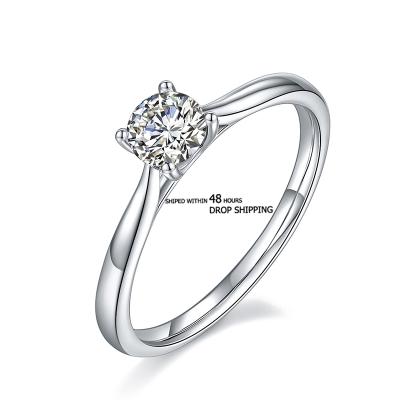 China Redoors CLASSIC shipped within 48 hours Classic Solitaire Ring Sterling Silver Engagement Ring of 0.5ct Moissanite for sale