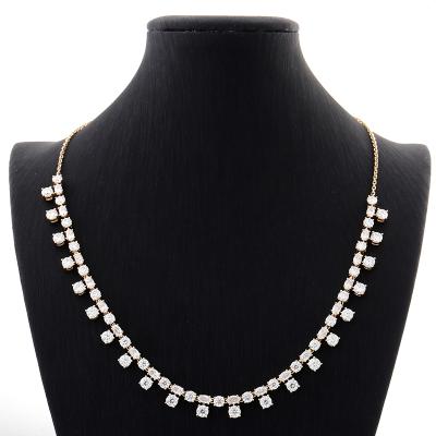 China FASHIONABLE Luxury Jewelry 14K White Gold Claw Setting Diamond Moissanite Paved Women Tennis Chain Necklace for sale