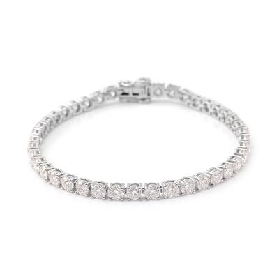 China Cute Hip Hop Tennis S925 Sterling Silver Chain Style Round 4mm Moissanite Bracelet Tennis Chain for sale