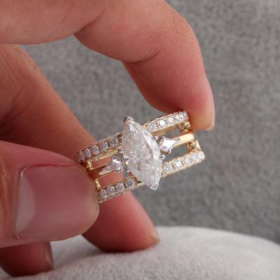 China FASHIONABLE GH color moissanite ring set marquis shape moissanite stone for women engagement for sale