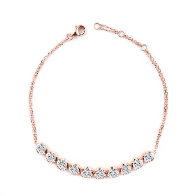 China New CLASSIC bracelet woman styles in 10K rose gold moissanite bracelet DEF color round cut brilliant with VVS clarity for sale