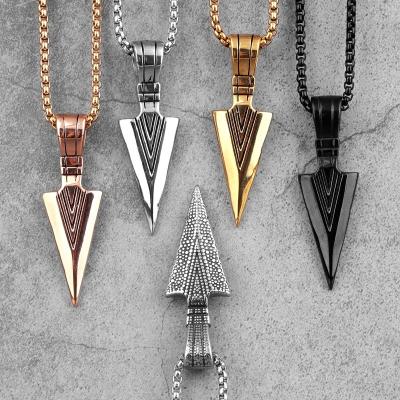 China Fashion Custom Vintage Viking Stainless Steel Triangle Arrow Pendant Necklace For Men for sale