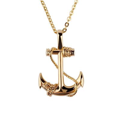 China Wholesale FASHIONABLE Cheap Gold Plated 316l Stainless Steel Anchor Pendant Chain Necklace For Men for sale