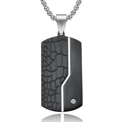 China 2022 Vintage Fashion Mens Jewelry Black Stainless Steel Vintage Split Geometric Dog Tags Army Pendant Necklace for sale