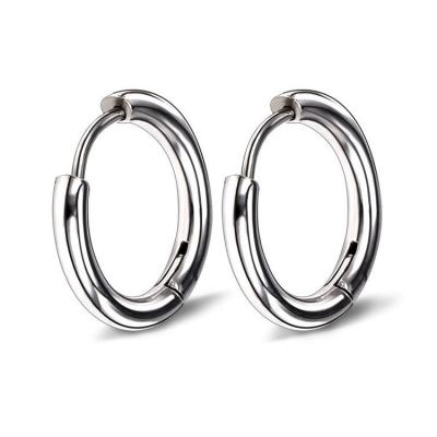 China Punk Women/Man Small Hoops Stainless Steel Ear Cartilage Tragus Circle Piercing Single Thin Clip On Huggie Earrings Buckle for sale