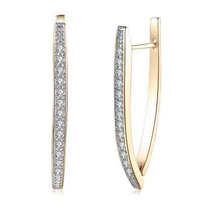 China TRENDY Fashion 18k Gold Plated Brass Hypoallergenic Soild Glitter Zircon Diamond Huggie Circle Earrings For Women for sale