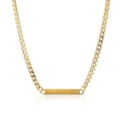 China TRENDY 18k Gold Plated Stainless Steel Link Chain Cuban Name Plate Necklace For Women Jewelry for sale