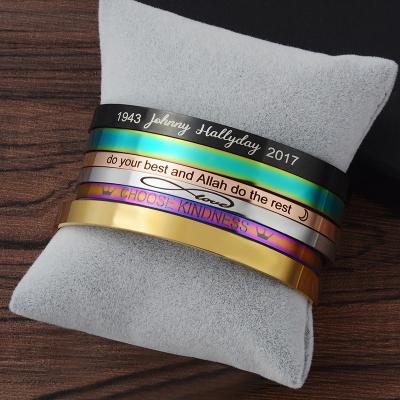 China Personalized Women Stainless Steel Jewelry Wholesale Custom Blank Engraved Cuff Bangle Bracelet for sale