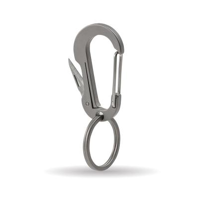 China Custom Titanium Metal Camping Tool Knife Carabiner Key Chain EDC for sale