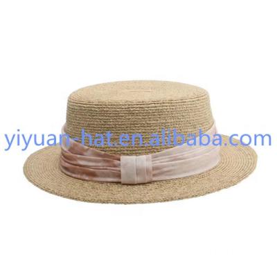 China 2021 new image style factory supply fashion raffia straw straw hat ladies high quality hat with ribbon customized for sale