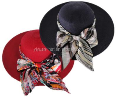 China 2021's New Character Style Wide Brim Sunshade Floppy Beach Hats For Women With Scarf for sale