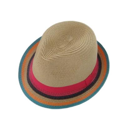 China Factory Price 2021's New Striped Style Striped Paper Straw Children Felted Hat Stocked Cheapest Hat for sale