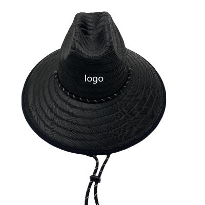 China American Wholesale Popular Image Factory Price Custom Straw Hat Lifeguard Beach Surf Black Unisex Straw Hat for sale