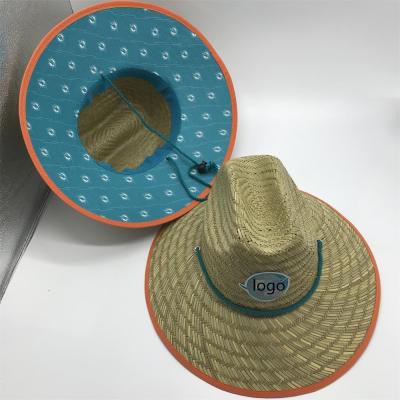 China 2021's character logo patch customized wholesale mexico sombrero beach surf lifeguard cheap straw hat for sale