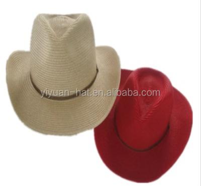 China Wholesale Cheap Colorful Cowboy Hats Character Factory Price Band Cowgirl Hats With Brown Trimming for sale