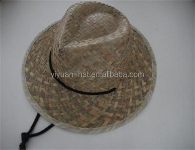 China Factory supply comfortable wholesale cheapest promotion customized logo sun protect farmer palm leaf hat cowboy big straw brim straw hat for sale