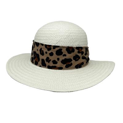 China Wholesale Picture Factory Price Beach Paper Straw Ladies White Hat With Band for sale