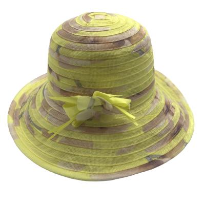 China Beautiful Elegant Striped Flower Bucket Ladies Hats Custom Designed Logo for sale