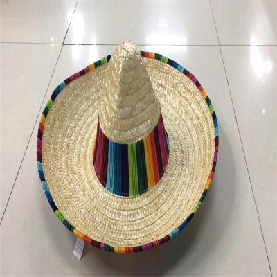 China Factory Price Manufacturer Mexico Sombrero Wide Striped Brim Straw Hat for sale