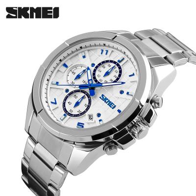 China 2018 luxury chronograph skmei mens 3atm water resistant stainless steel quartz watches for sale