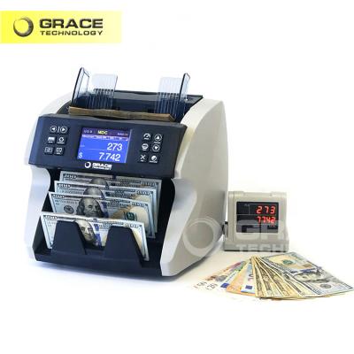 China Mixed Currencies Value Counting USD, EUR, GBP, CAD, MXN Bill Counter Professional Cash Currency Counting Machine for sale