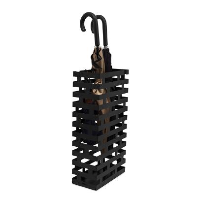 China Hot Sale Black Metal Vintage Umbrella Stand Removable Storage Tray Umbrella Storage Rack Water Free Standing for sale