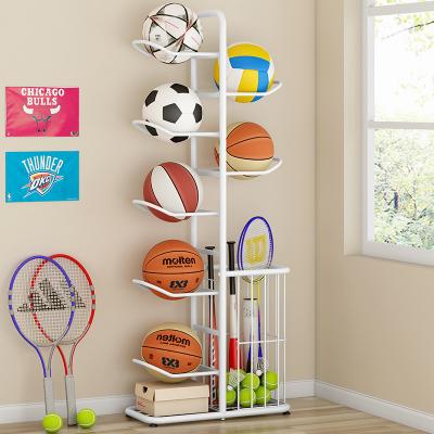 China Amazon Viable Hot Sales Multifunctional White Ball Storage Rack Soccer Basketball Baseball Ball Holder Basket for sale