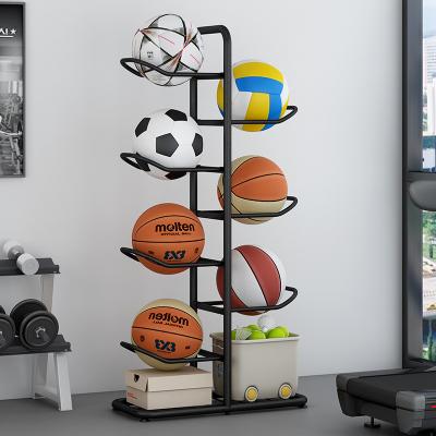 China Multi-Layer Metal Ball Rack Gym Sporting Goods Storage Rack Basketball Football Volleyball Volleyball Display Rack for sale