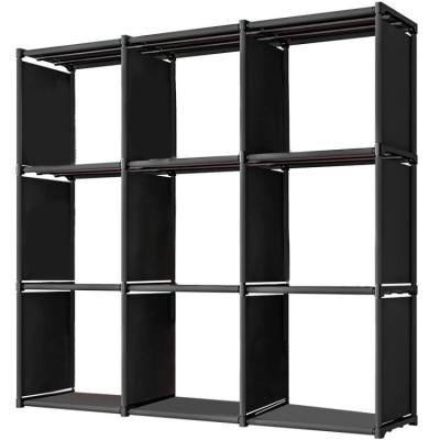 China Hot Sale 9 Space Saving Cube Rack Cloth Bookcase Space Saving Rack For Iron Folding Shelf for sale