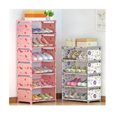 China Hot Selling Single Convertible Shoe Rack Kids Entryway Amazon Non-Woven Fabric Shoe Rack Shoe Cabinet for sale