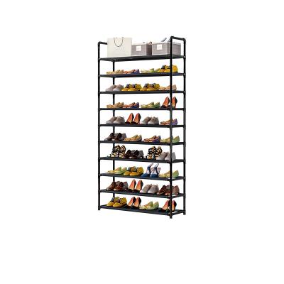 China Amazon Top Sale 10 Tiers Convertible Non Woven Fabric Shoe Display Stand Shoe Rack For Entrance for sale