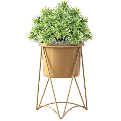 China Wholesale Modern Plant Small Flowerpot Plant Floor Standing Potted Flowerpot With Bracket Cheap Metal Flower Display Stand for sale