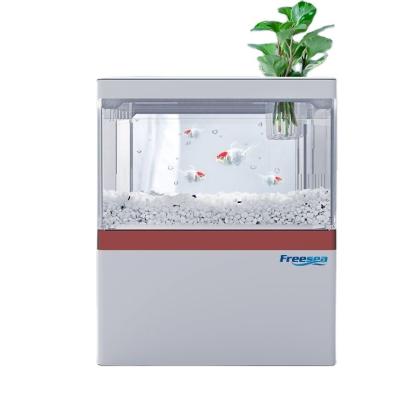 China FREESEA Viable Playlearn Mini Artificial Fish Tank With Moving Fishes USB Battery Operated Aquarium Small Fish Tank for sale